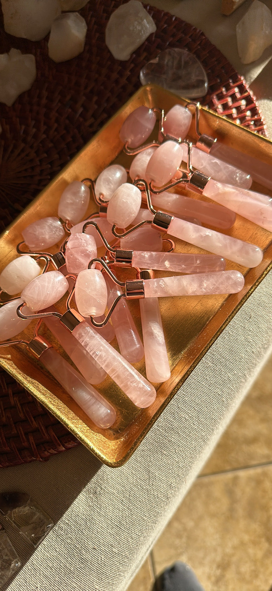 Mini Rose Quartz/Rose Gold Roller.